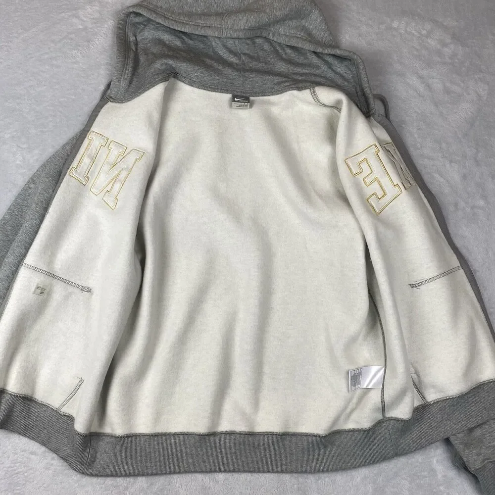 Nike Sportswear Varsity Spellout Full Zip Hoodie Gray Men's L Embroidered Y2K